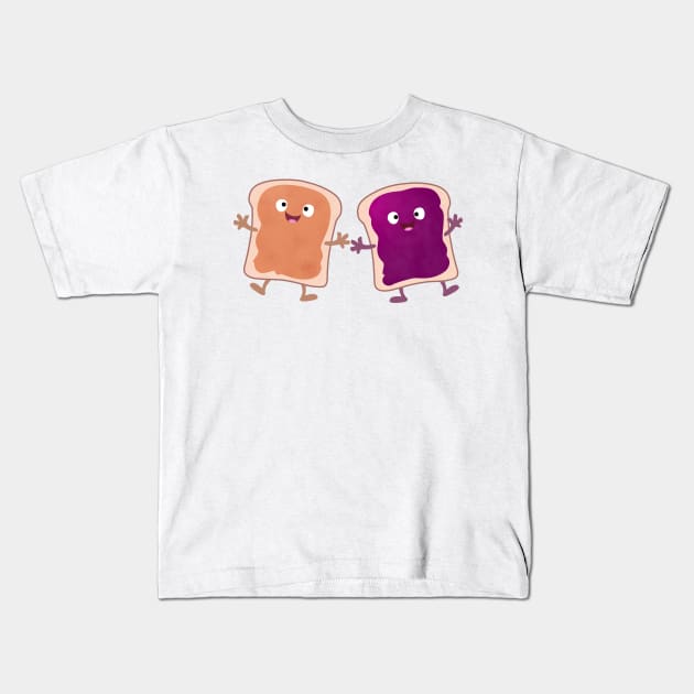 Cute peanut butter and jelly sandwich cartoon Kids T-Shirt by FrogFactory